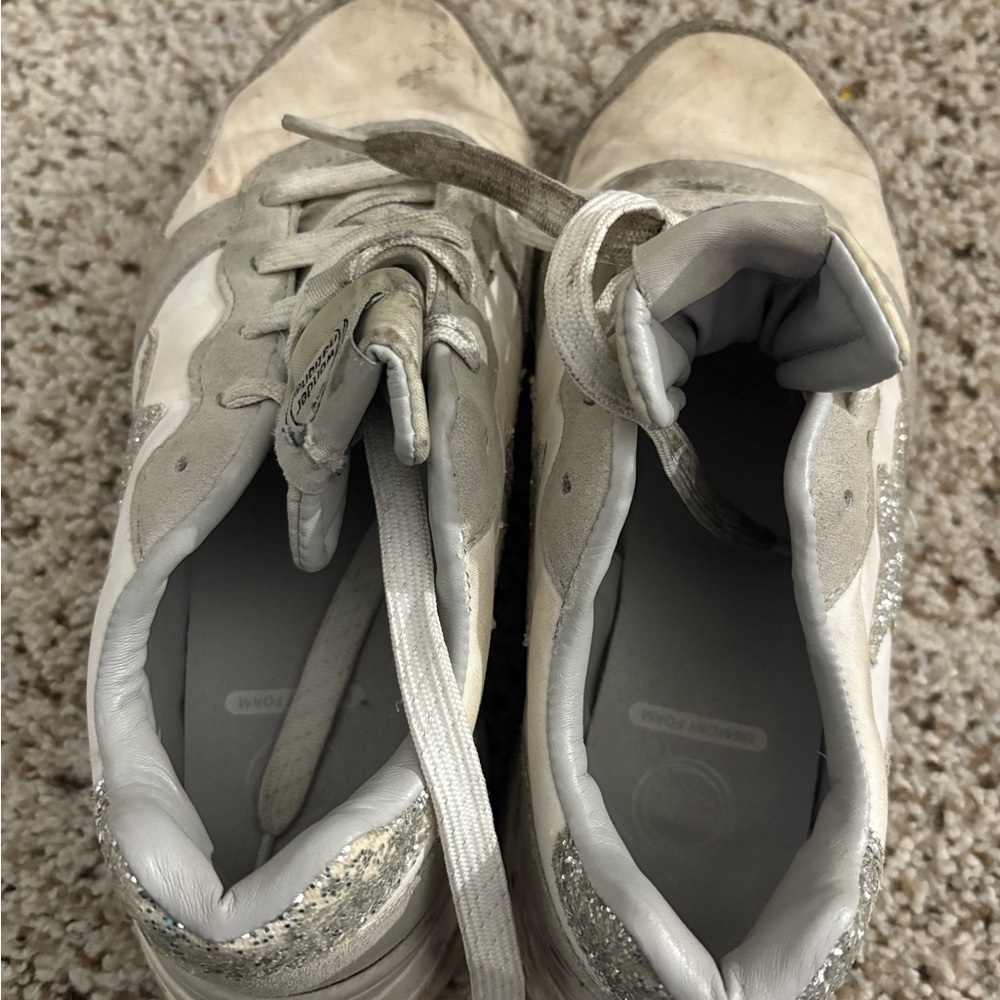 WELL WORN White and Silver Sneakers